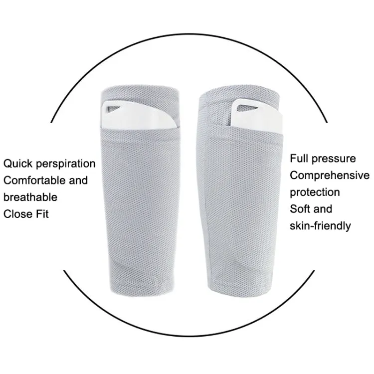 Sweat-Absorbing Breathable Insert Socks Calf Guard Socks Football Protective Gear(White L)