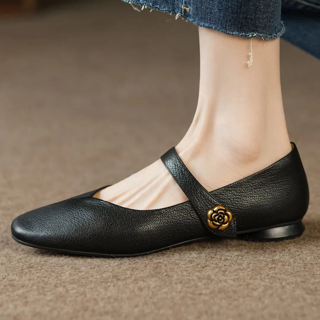 TAVIMART  -  plus size 33-41 women's sheepskin slip-on Mary Jane ballet flats round toe high quality soft comfortable female daily shoes sale