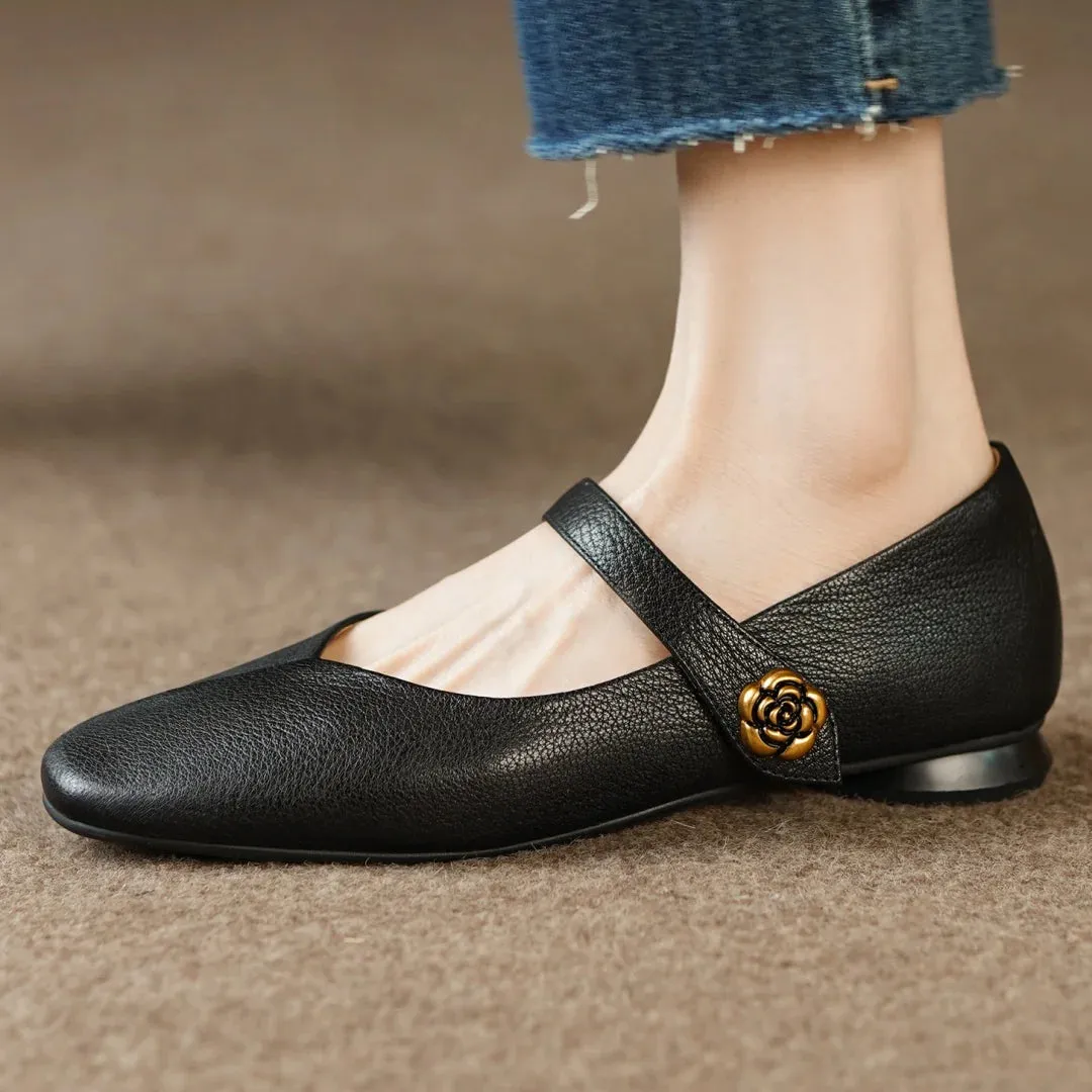 TAVIMART  -  plus size 33-41 women's sheepskin slip-on Mary Jane ballet flats round toe high quality soft comfortable female daily shoes sale