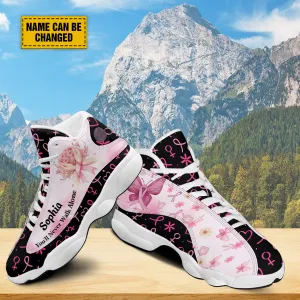 Teesdily | Customized You'll Never Walk Alone Basketball Shoes, Pink Ribbon Breast Cancer Awareness Month Shoes, Support Cancer Fighter Gifts