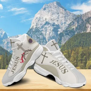 Teesdily | Jesus Crown Rose Basketball Shoes, Walk By Faith Basketball Shoes With Thick Soles, Cross And Rose Unisex Shoes, Christian Gifts