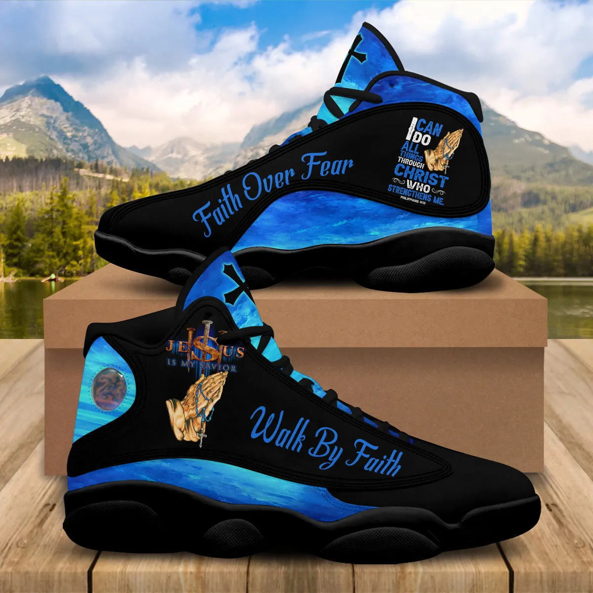 Teesdily | Jesus God Prayer Basketball Shoes, I Can Do All Things Through Christ Shoes, Religious Footwear, Christian Unisex Basketball Shoes