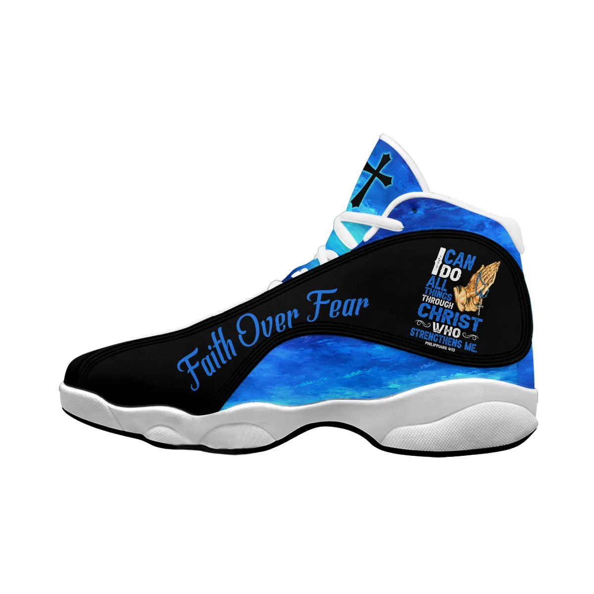 Teesdily | Jesus God Prayer Basketball Shoes, I Can Do All Things Through Christ Shoes, Religious Footwear, Christian Unisex Basketball Shoes