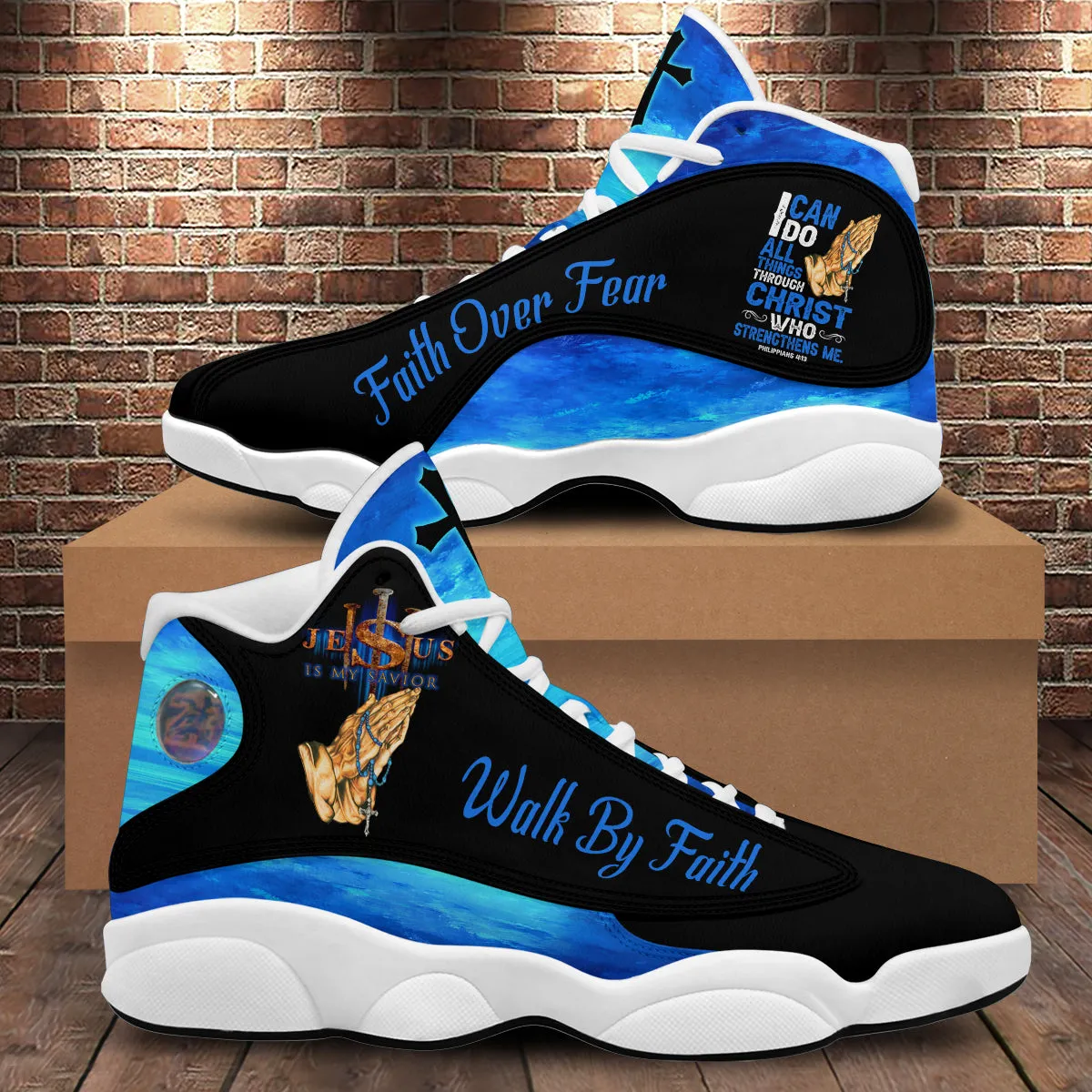 Teesdily | Jesus God Prayer Basketball Shoes, I Can Do All Things Through Christ Shoes, Religious Footwear, Christian Unisex Basketball Shoes