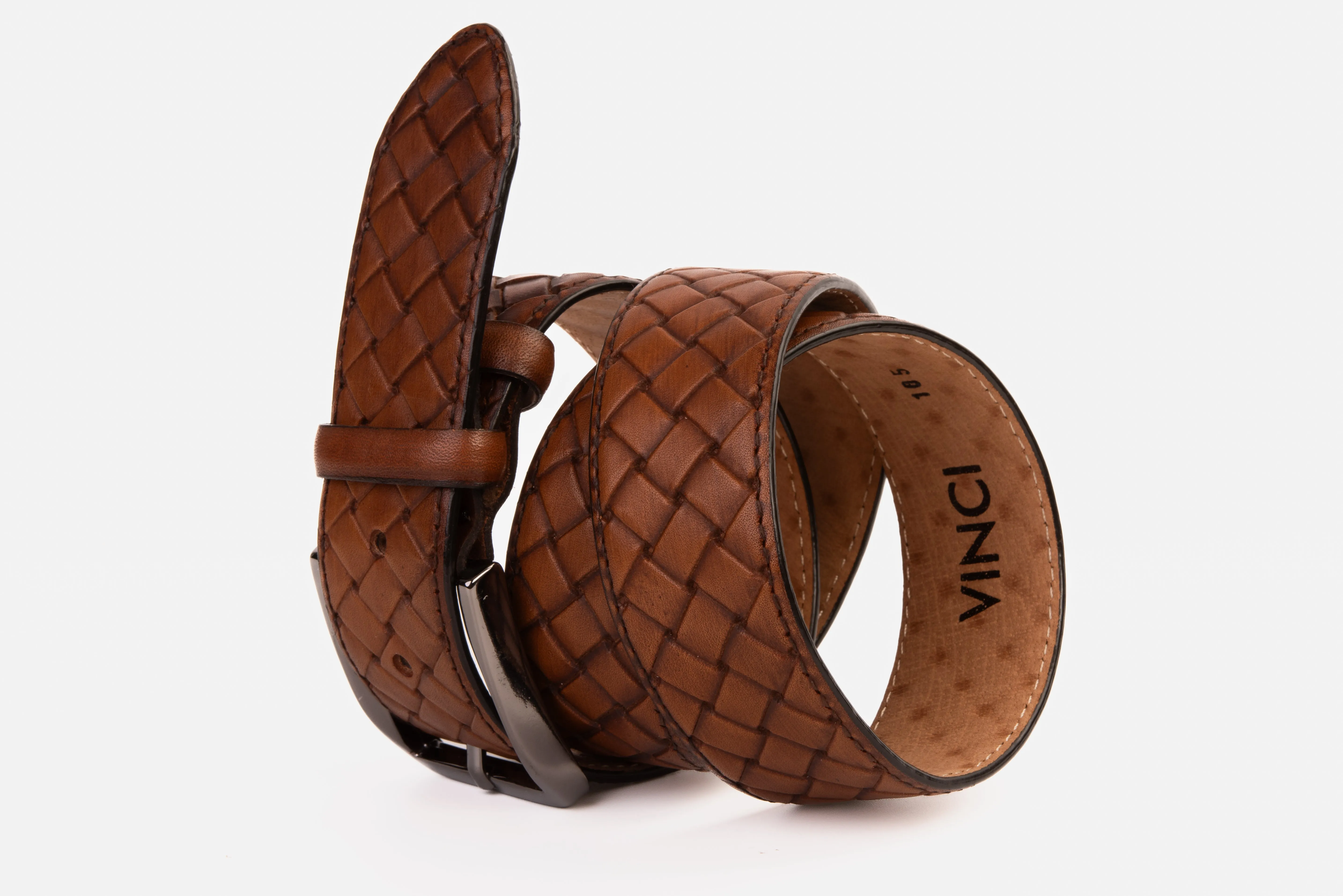 The Turan Brown Handwoven Leather Belt