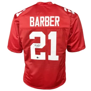 Tiki Barber Signed New York Red Football Jersey (Beckett)