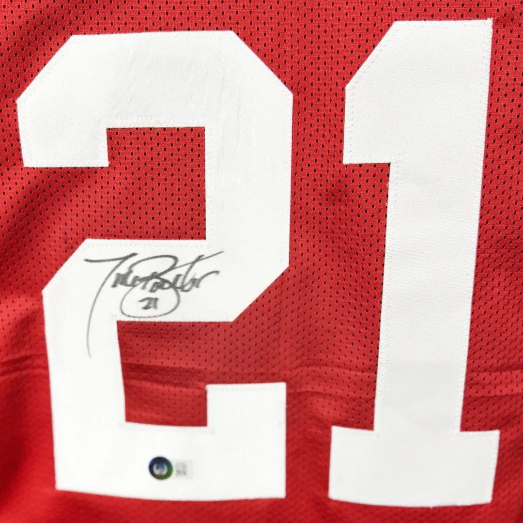 Tiki Barber Signed New York Red Football Jersey (Beckett)