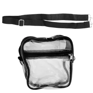 Transparent Crossbody Bag with Adjustable Strap - Clear / Black