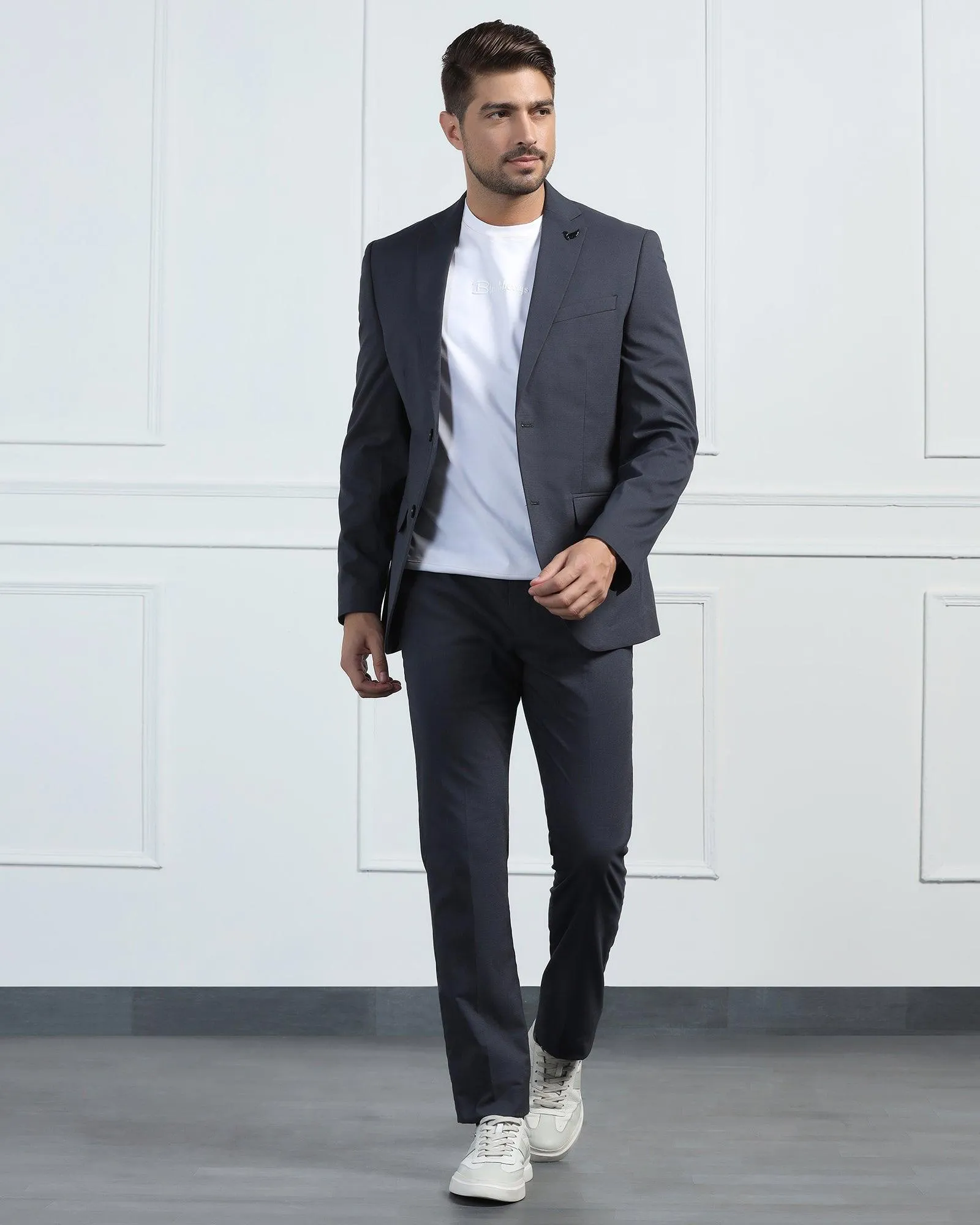 Two Piece Charcoal Textured Formal Suit - Pax