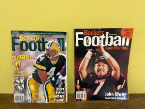 (V) BECKETT FOOTBALL CARD MONTHLY Magazine Vintage 1998 Lot/2 February & March Farve Elway