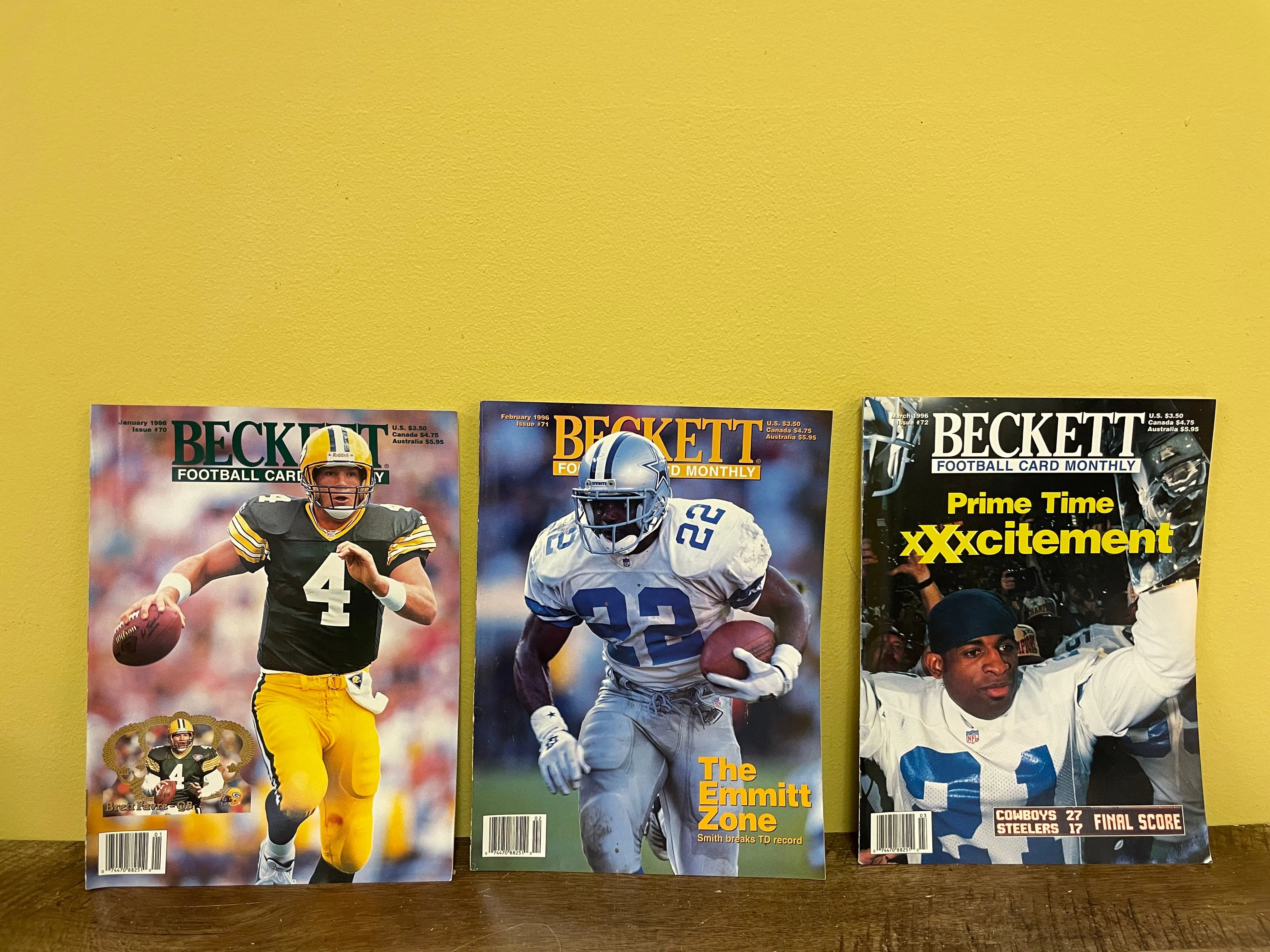 (V) BECKETT FOOTBALL CARD MONTHLY Magazines Lot/6 Vintage 1996 Jan-Apr, Oct, Dec