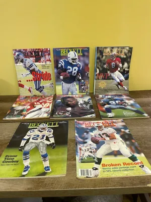 (V) BECKETT FOOTBALL CARD MONTHLY Magazines Lot/8 Vintage 1995 Jan, Mar-Apr, Jun, Sept-Dec