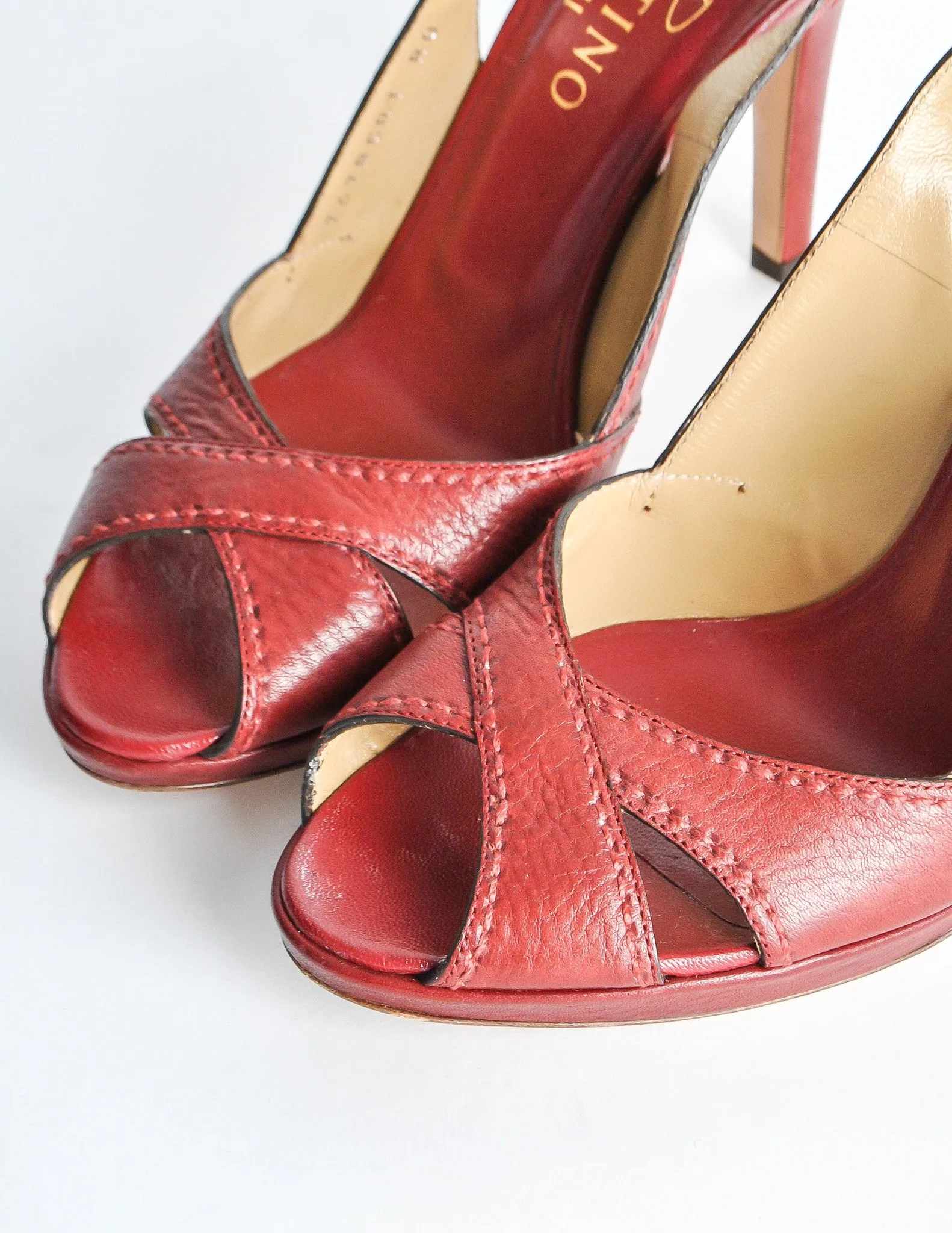 Valentino Vintage Red Leather Strappy Heels