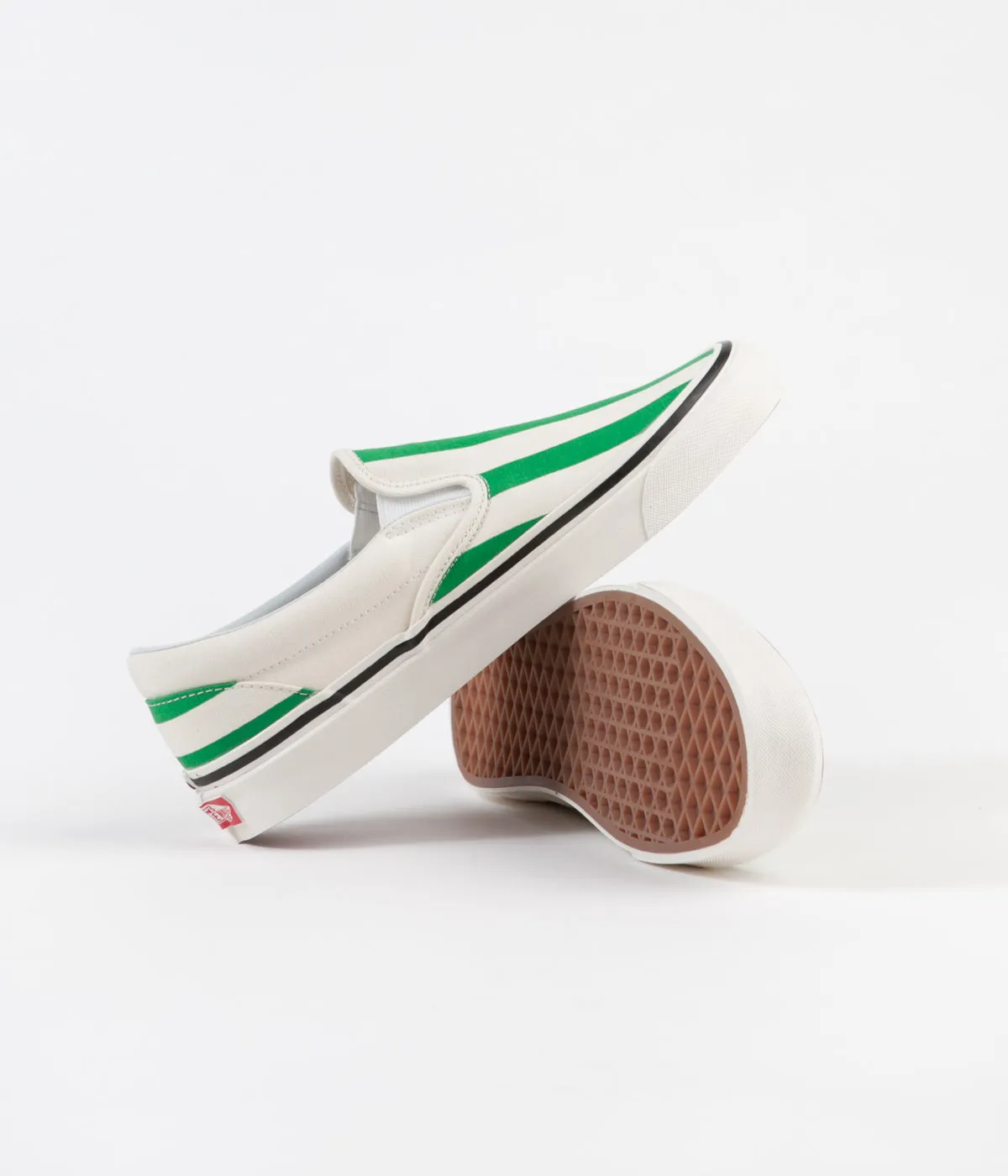 Vans Classic Slip-On 98 DX Anaheim Factory Shoes - OG White / OG Emerald / Big Stripes