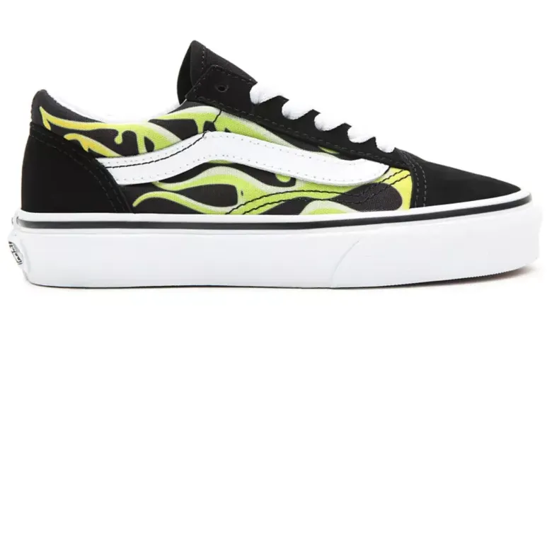 Vans Kid's Slime Flame Old Skool Shoes - Black / True White