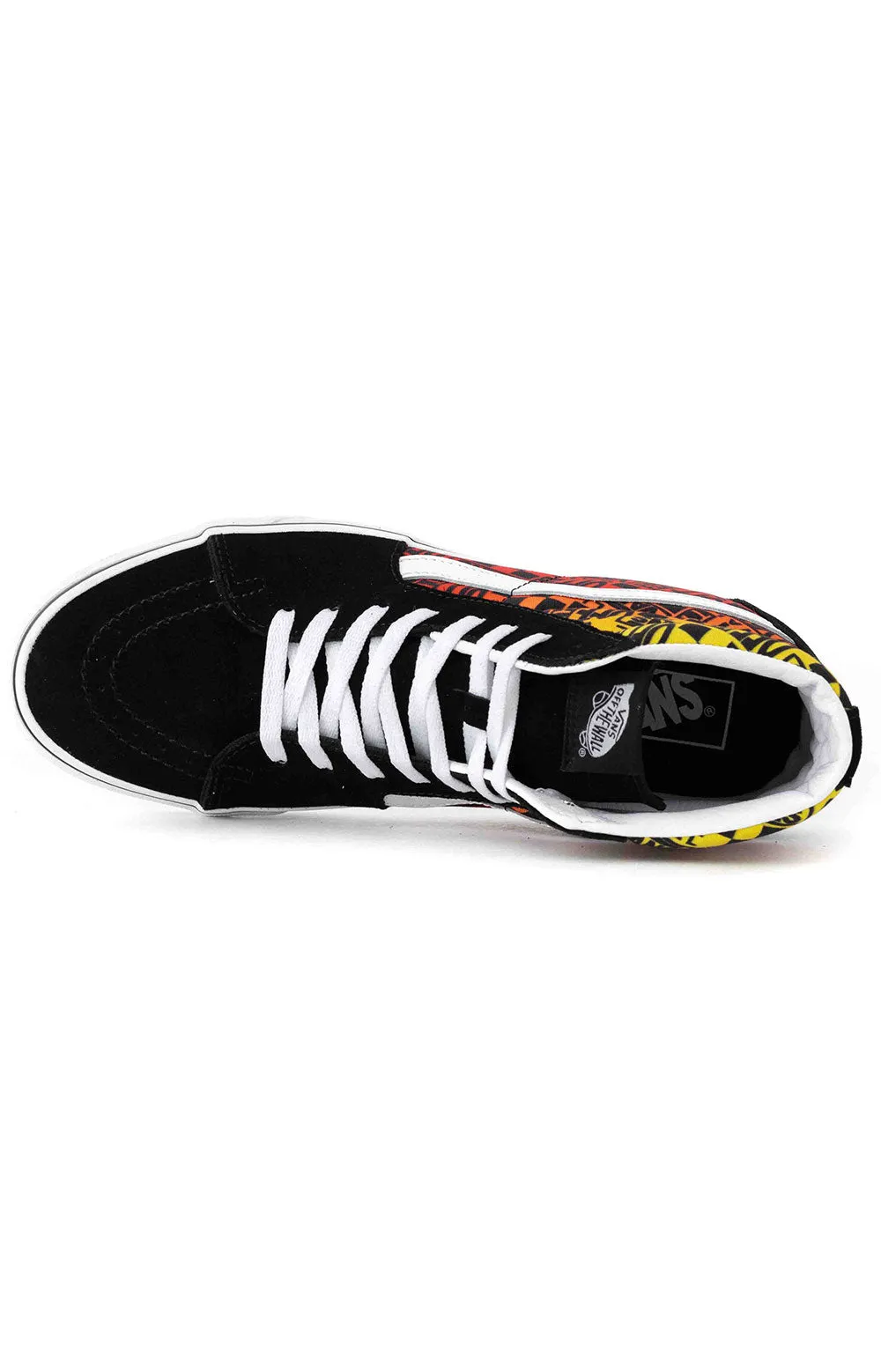 Vans Logo Flame High-Top Skate Shoes - Black/True White