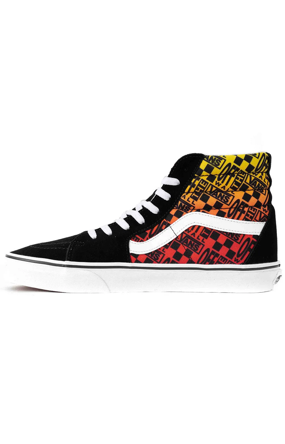 Vans Logo Flame High-Top Skate Shoes - Black/True White