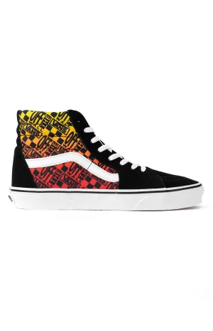 Vans Logo Flame High-Top Skate Shoes - Black/True White