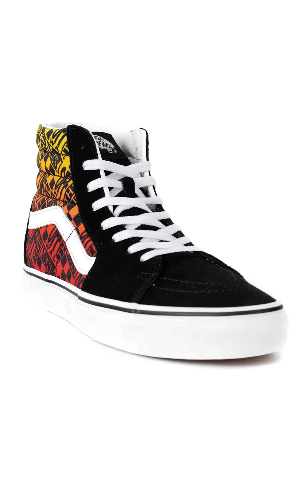 Vans Logo Flame High-Top Skate Shoes - Black/True White