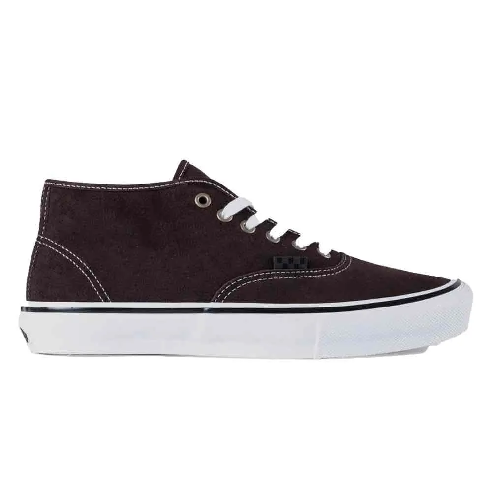 Vans Skate Authentic Mid VCU Dark Brown White Skate Shoes