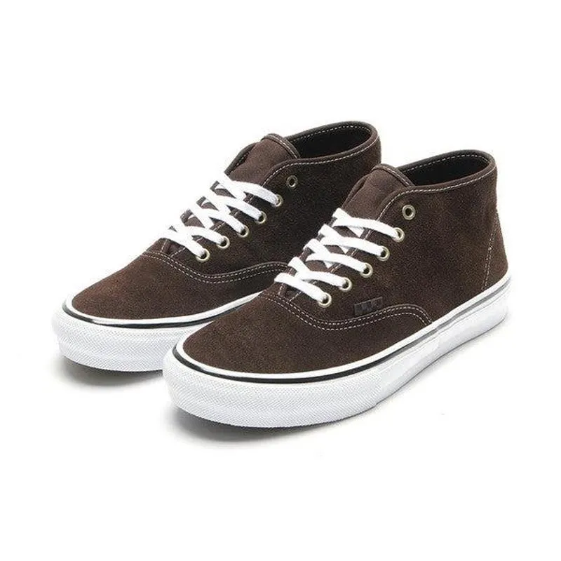 Vans Skate Authentic Mid VCU Dark Brown White Skate Shoes