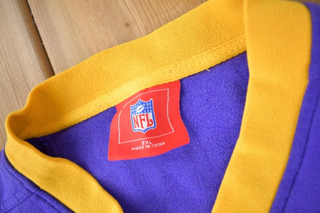 Vintage 1990s Minnesota Vikings NFL Embroidered Football Sweatshirt Size XXL