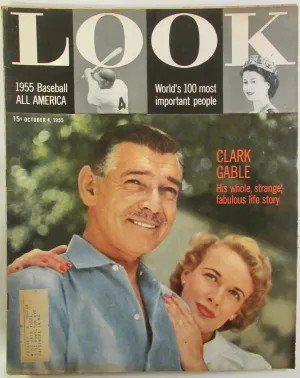 Vintage LOOK Magazine October 4, 1955, Clark Gable, Baseball