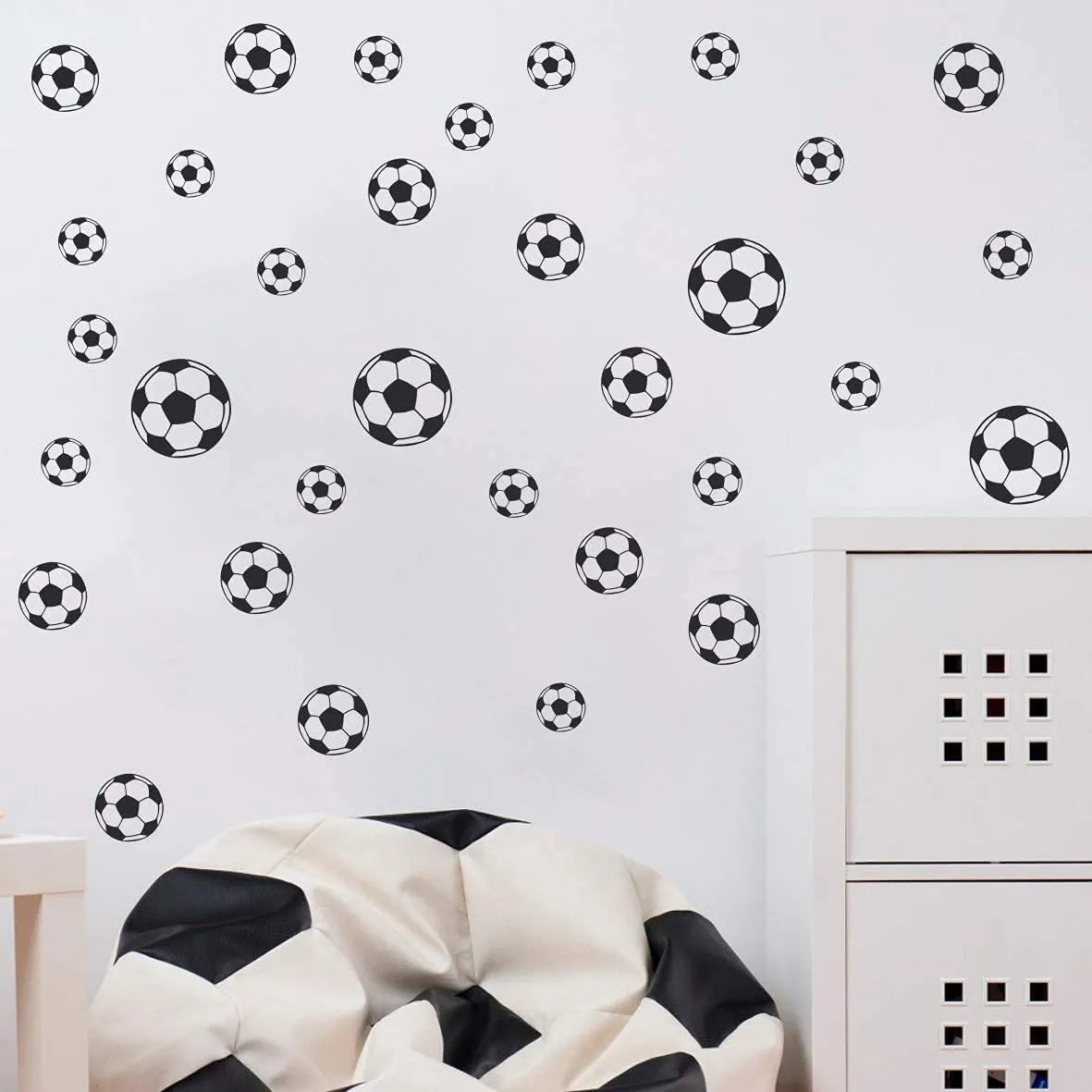 VVWV® 35 PCs Football Wall Stickers Home Decor Boys Room Sticker Small Football Pattern for Boys Bedroom Children Kids Room Black