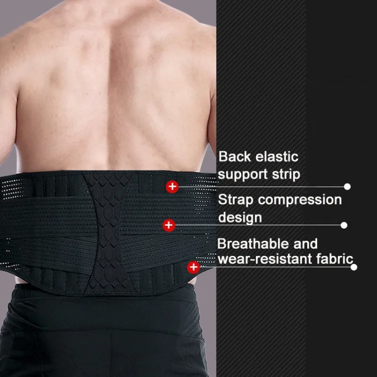 Webbing Breathable Waist Belt Squat Weightlifting Fitness Steel Plate Back Support Belt, Specification: L(Black)