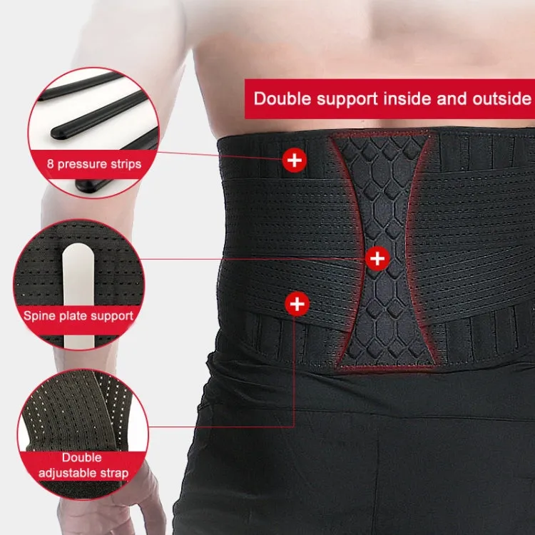 Webbing Breathable Waist Belt Squat Weightlifting Fitness Steel Plate Back Support Belt, Specification: L(Black)