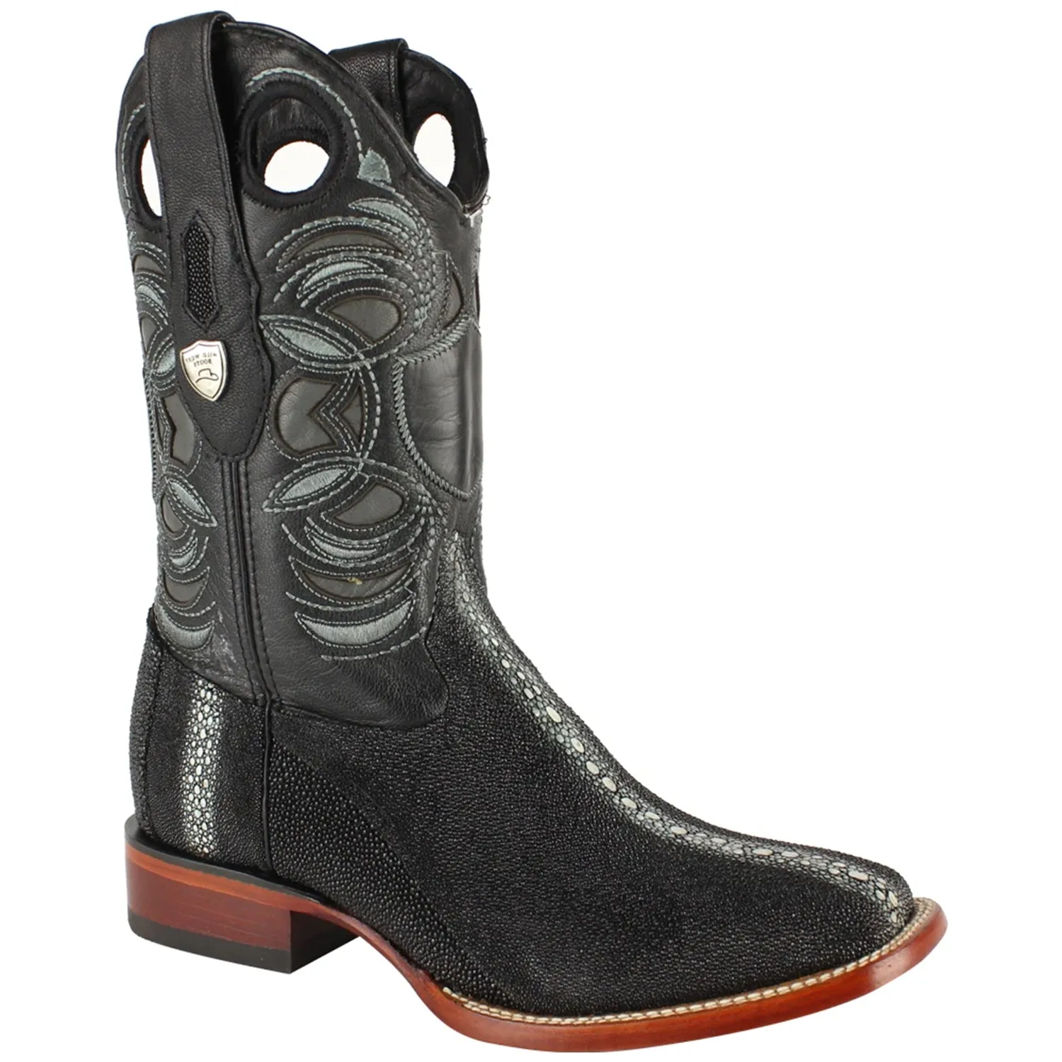 Wild West Boots #28241105 Men's | Color Black  | Men’s Wild West Stingray Boots Square Toe Handcrafted