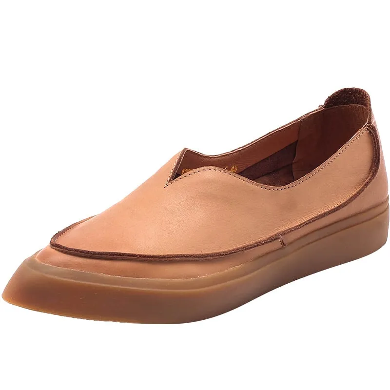 Witch Style Point Toe Calfskin Flat Loafers in Coffee/Black/Brown