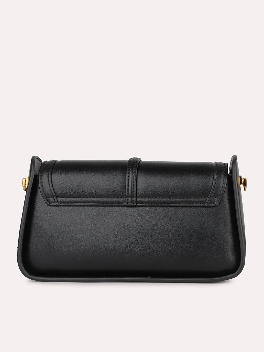 Women Black Solid Structured Sling Bag