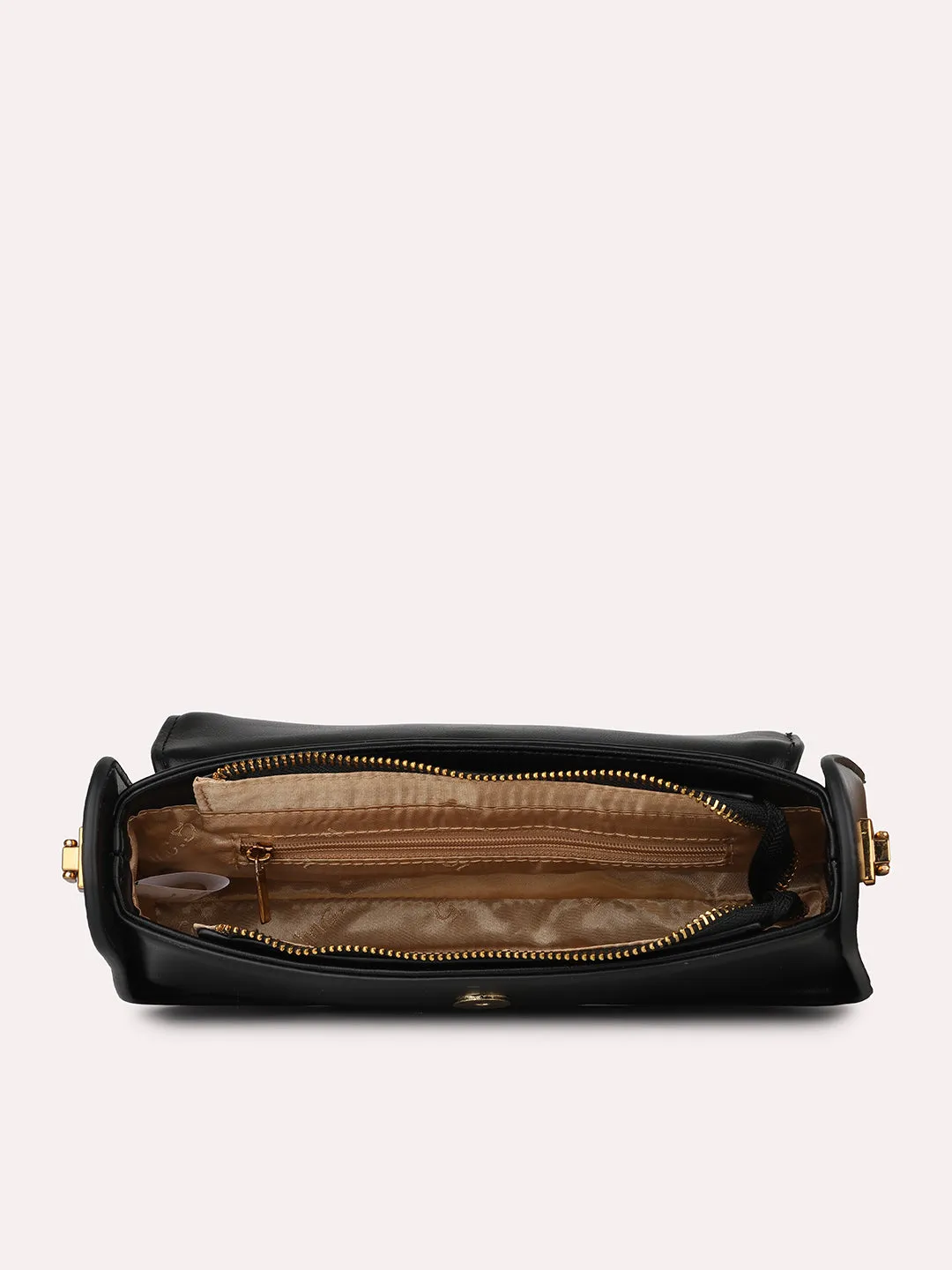 Women Black Solid Structured Sling Bag