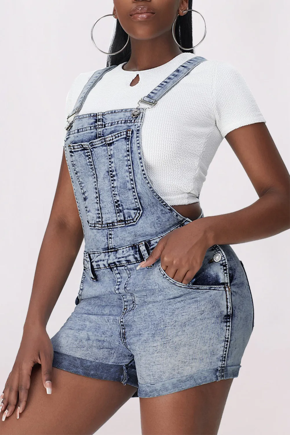 Women’s Casual Denim Bib Overalls Shorts Rompers Playsuit