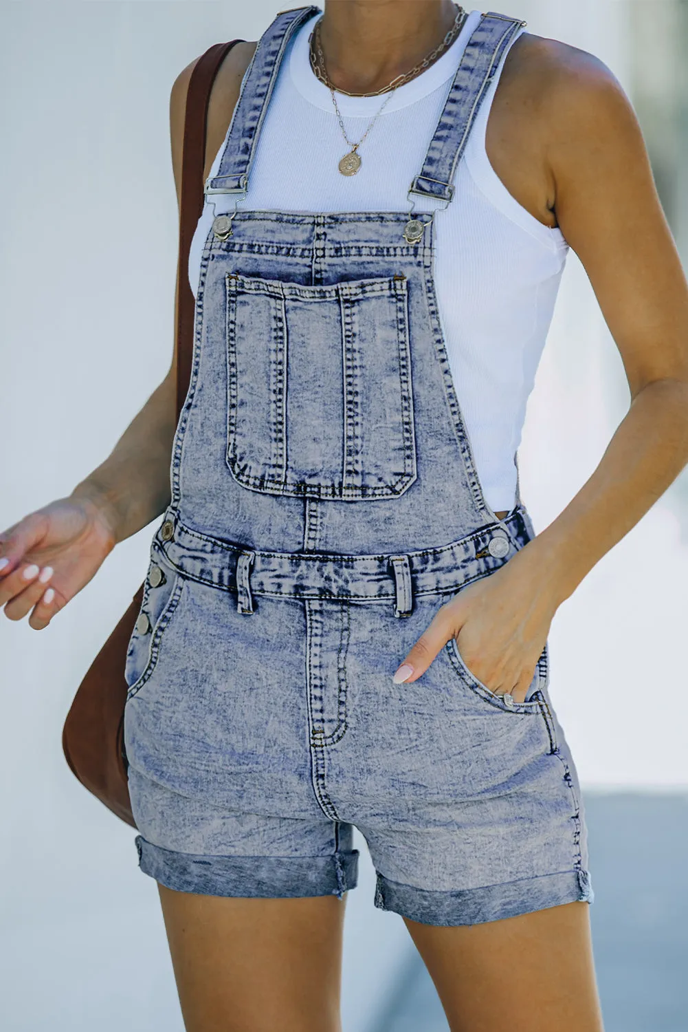 Women’s Casual Denim Bib Overalls Shorts Rompers Playsuit