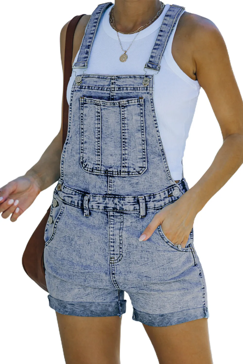 Women’s Casual Denim Bib Overalls Shorts Rompers Playsuit