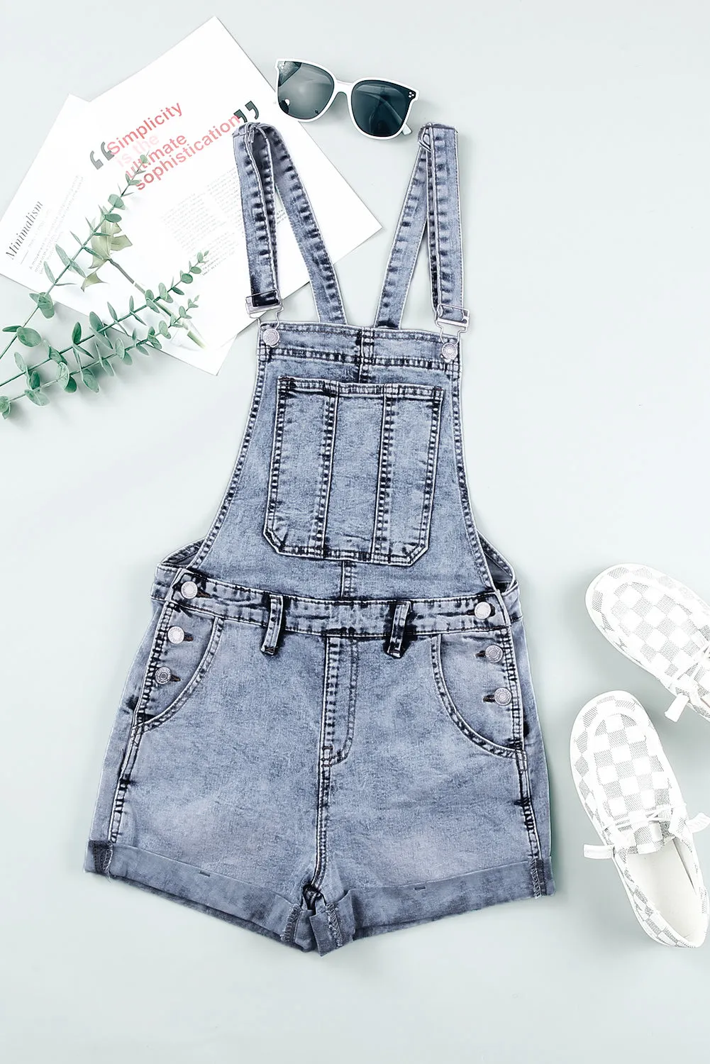 Women’s Casual Denim Bib Overalls Shorts Rompers Playsuit