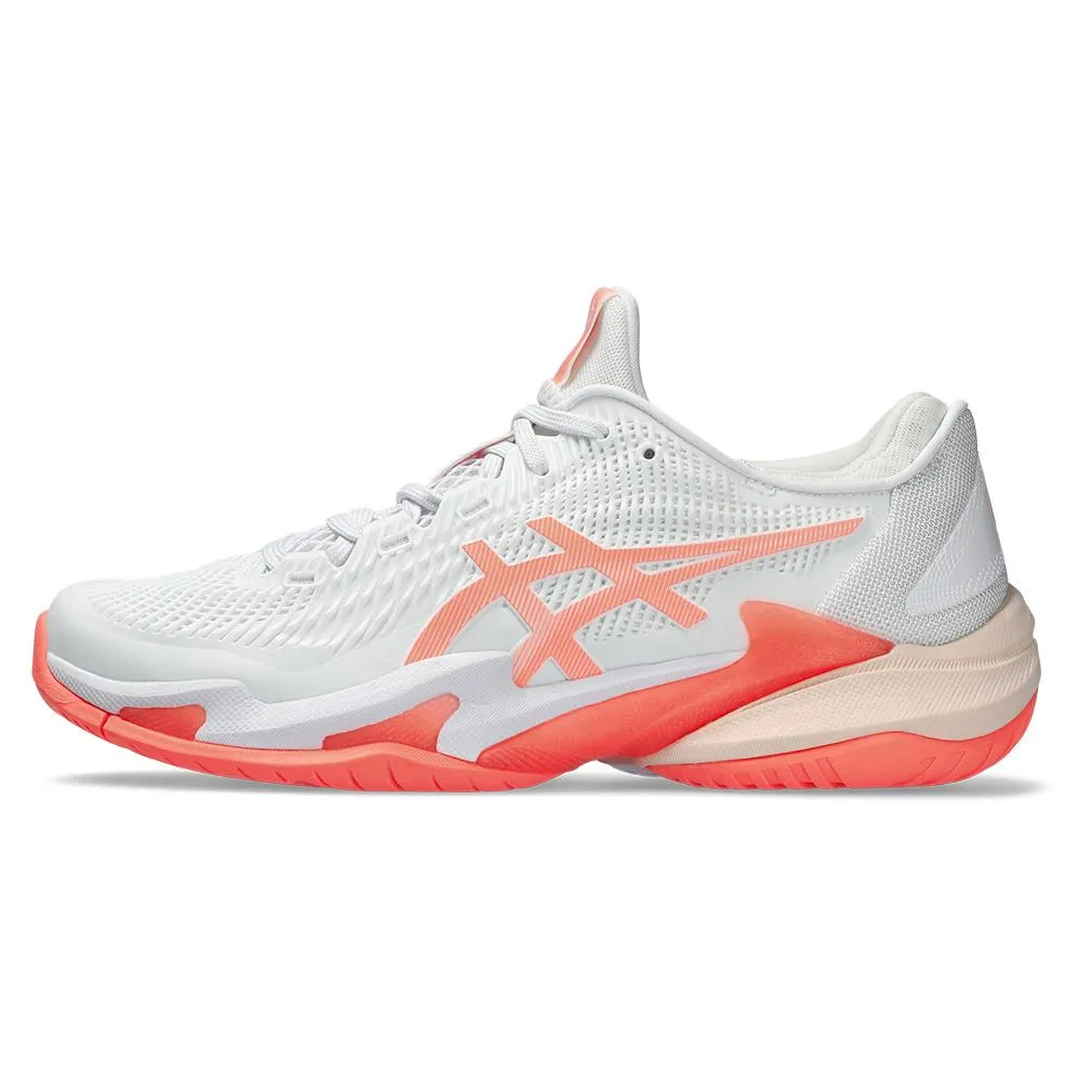 Women's Court FF 3 Tennis Shoes White and Sun Coral