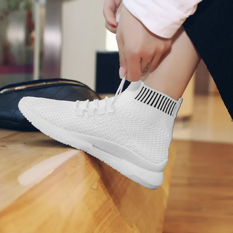 Women's High-Top Stretch Fly Woven Breathable Socks Shoes