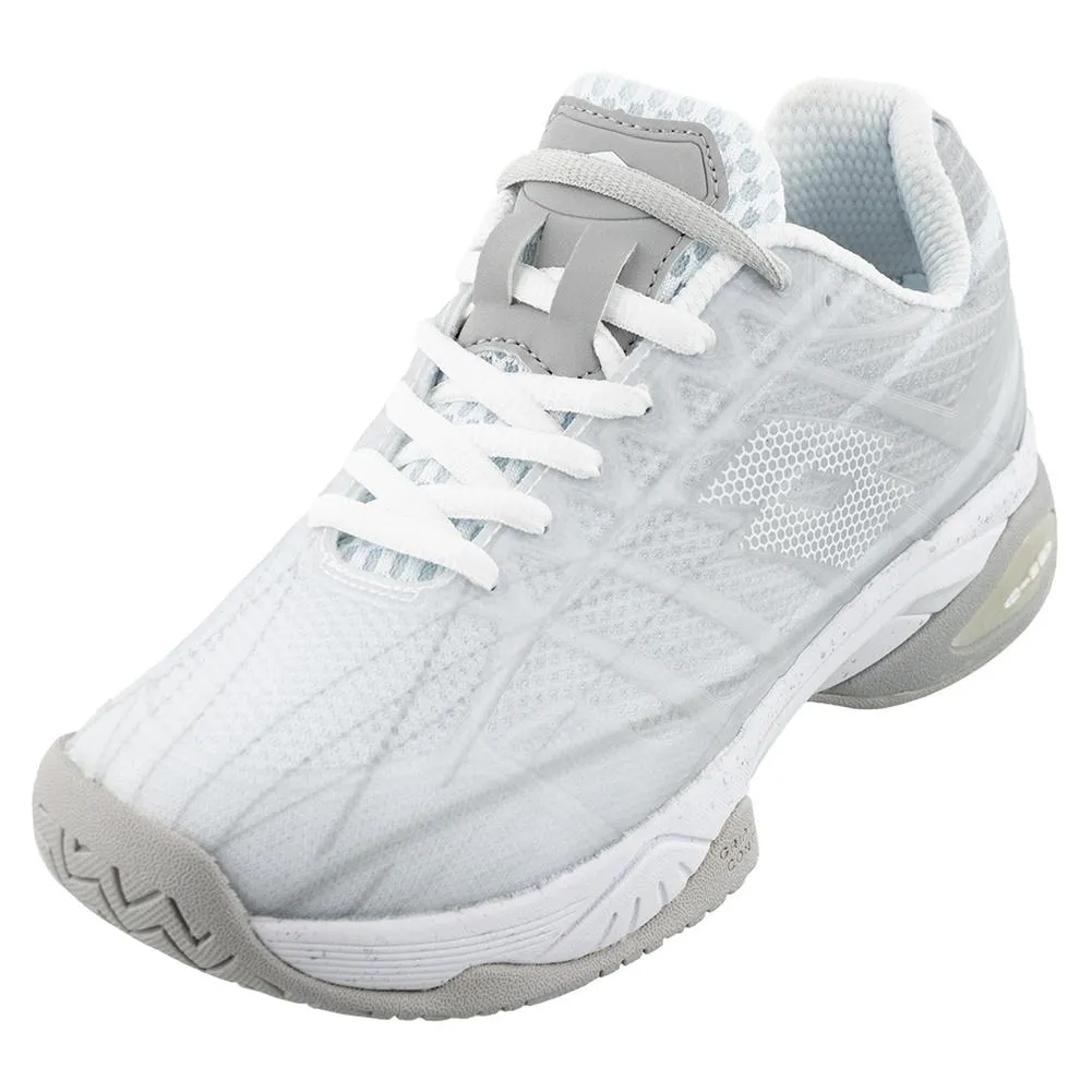 Women's Mirage 300 Speed Tennis Shoes All White and Silver Metal 2