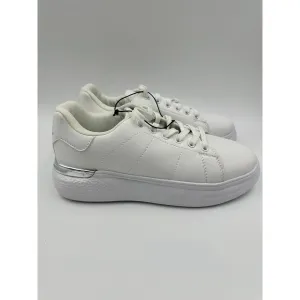 Women's Size 7, All White Synthetic Sneaker with Thick Sole for Ultimate Support