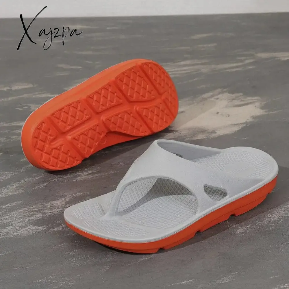 Xajzpa - Summer Flip Flop Men Thick Soled Beach Shoes Arch Slippers Shock Absorption Slippers Large Size EUR 40-49