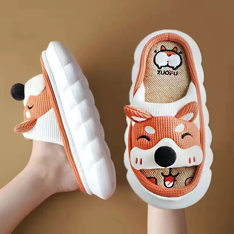 xiangtuibao All Senson Designer Slippers Cute Cartoon Lovely Animals Bedroom Cotton Home Shoes Indoor Thick Sole Couples Men Women