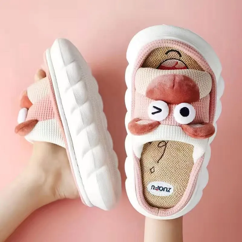 xiangtuibao All Senson Designer Slippers Cute Cartoon Lovely Animals Bedroom Cotton Home Shoes Indoor Thick Sole Couples Men Women