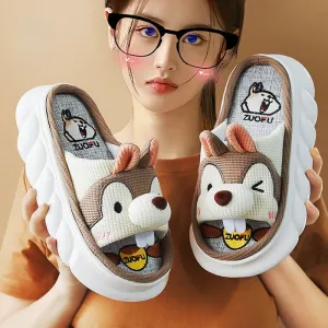 xiangtuibao All Senson Designer Slippers Cute Cartoon Lovely Animals Bedroom Cotton Home Shoes Indoor Thick Sole Couples Men Women