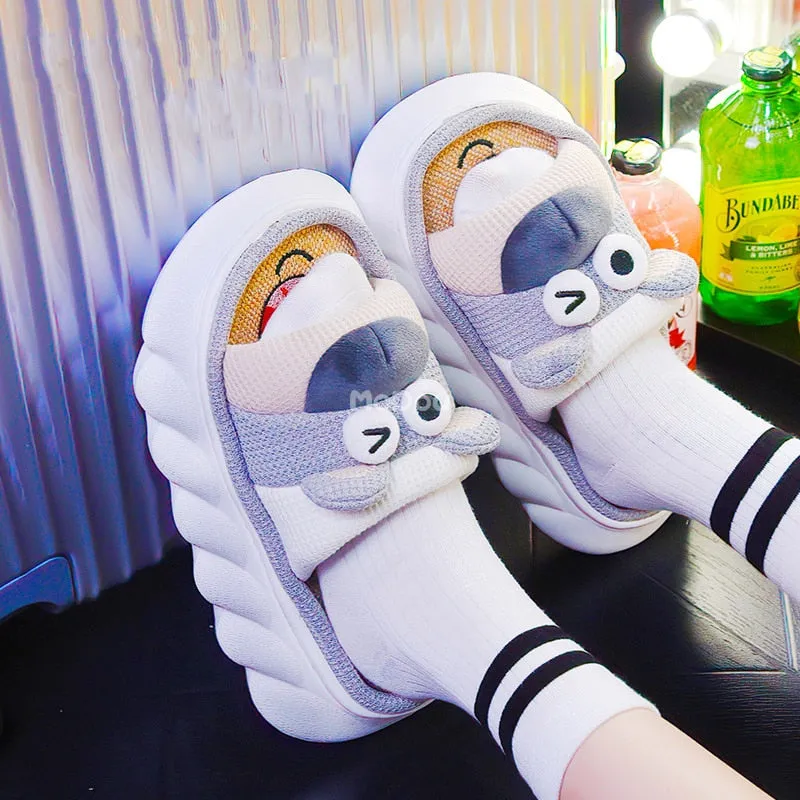 xiangtuibao All Senson Designer Slippers Cute Cartoon Lovely Animals Bedroom Cotton Home Shoes Indoor Thick Sole Couples Men Women