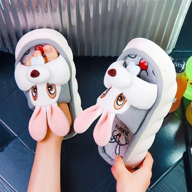 xiangtuibao All Senson Designer Slippers Cute Cartoon Lovely Animals Bedroom Cotton Home Shoes Indoor Thick Sole Couples Men Women