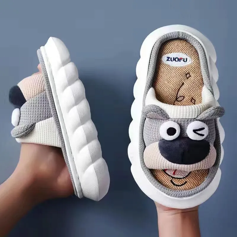 xiangtuibao All Senson Designer Slippers Cute Cartoon Lovely Animals Bedroom Cotton Home Shoes Indoor Thick Sole Couples Men Women