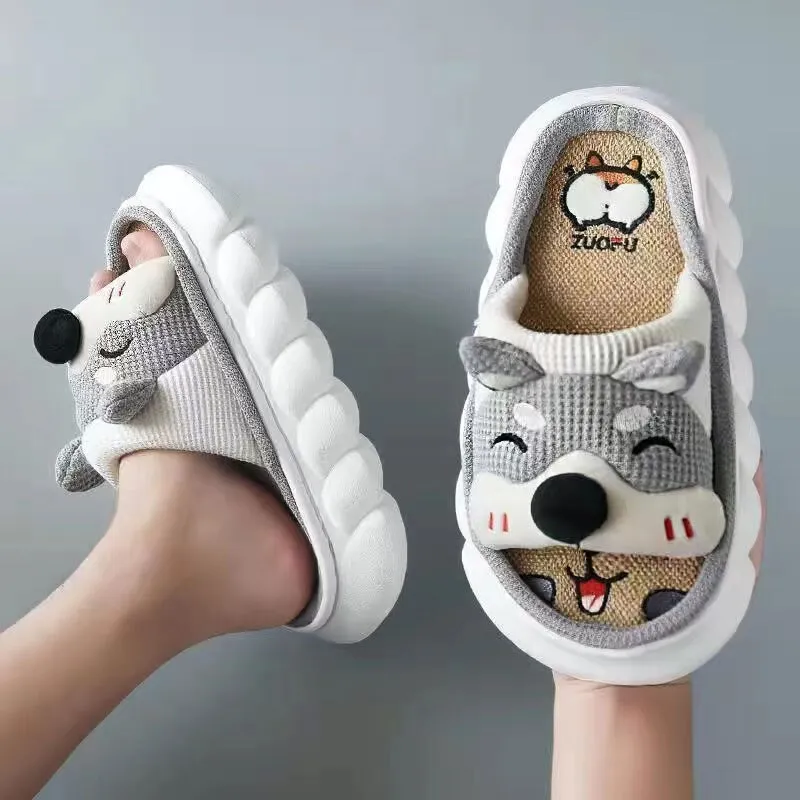 xiangtuibao All Senson Designer Slippers Cute Cartoon Lovely Animals Bedroom Cotton Home Shoes Indoor Thick Sole Couples Men Women